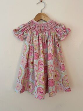 SWEET SOUTH NWOT Hand Smocked Pastel Floral Paisley Bishop Heirloom Dress